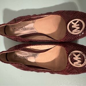 Michael Kors Burgundy Textured Flats